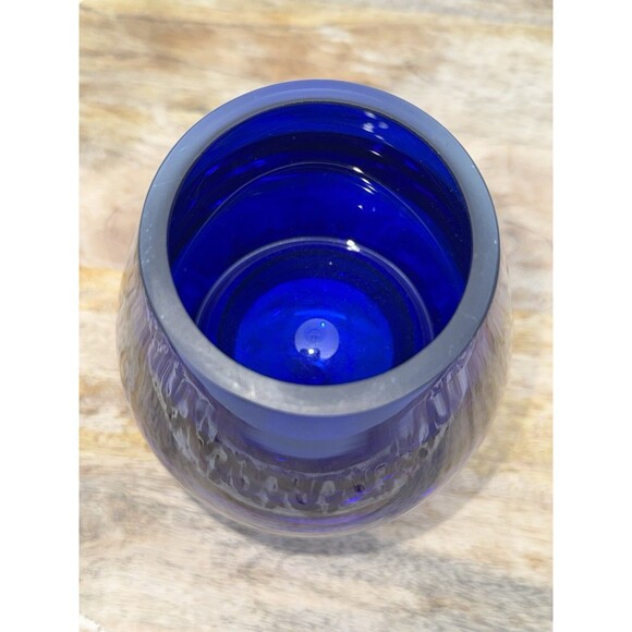 Krosno Art Glass Cobalt Blue & Clear Dual Use Small Arrangement Bud Vase Poland - Picture 2 of 8